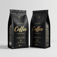 Pochette de Rangement à Fond Plat avec Fermeture Ziplock et Valve pour Café Instantané ou Thé, Personnalisable avec Logo, Formats 250g, 500g, 1kg, 12oz