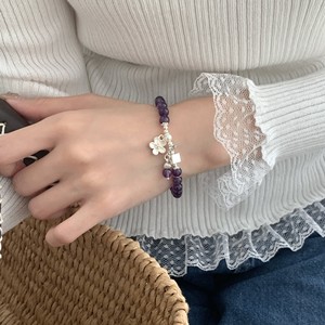 สร้อยข้อมือดอกไม้มุกอเมทิสต์ S925 เงินสเตอร์ลิง เครื่องประดับสำหรับผู้หญิงที่หรูหราสำหรับสวมใส่ในชีวิตประจำวัน - Product Image 3