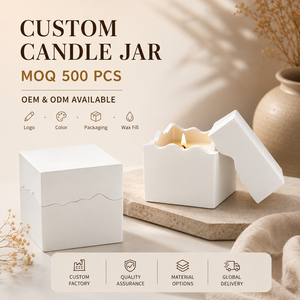 Portacandele Quadrati in Cemento Bianco Stile Nordico, Contenitori per Candele Profumate con Coperchio - Product Image 1