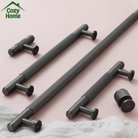 Poignées de tiroir de cuisine modernes gris bronze, poignées de meuble à rayures verticales en laiton massif, poignées de placard, boutons de tiroir