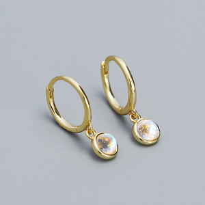 Bijoux de mode fins Boucles <span class=keywords><strong>d</strong></span>'oreilles en <span class=keywords><strong>argent</strong></span> 925 Plaqué or 18 carats Agate clair de lune <span class=keywords><strong>Turquoise</strong></span> Bleu Boucles <span class=keywords><strong>d</strong></span>'oreilles en <span class=keywords><strong>argent</strong></span> sterling pour femmes - Product Image 5