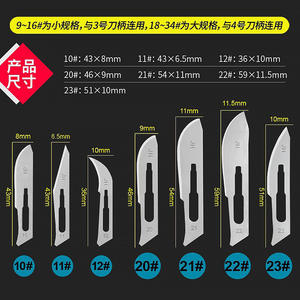 Lames chirurgicales stériles Jinhuan, 100 pièces, instruments dentaires médicaux jetables en acier au carbone, origine Shanghai - Product Image 5