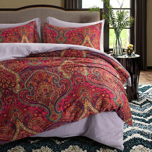 Juego de cama de satén de algodón de lujo Europeo 60s Paisley funda de edredón con funda de almohada sábana de alta calidad 100% algodón hogar - Product Image 2