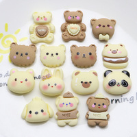 Breloques en résine série Ours Brun Beige à dos plat pour DIY, colle crème, coques de téléphone, pinces à cheveux, aimants de réfrigérateur, accessoires vestimentaires, vente en gros