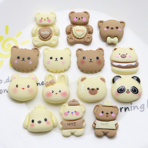 Breloques en résine série Ours Brun Beige à dos plat pour DIY, colle crème, coques de téléphone, pinces à cheveux, aimants de réfrigérateur, accessoires vestimentaires, vente en gros - Product Image 4