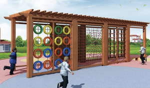 Équipement d'amusement pour enfants en bois, plastique et <span class=keywords><strong>acier</strong></span>, toboggans, filets d'escalade, pour la maternelle, le jardin, le parc à thème, marque JQL - Product Image 2
