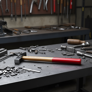 Martillo Usag382 de 382g con mango de madera y agarre rojo para trabajar con metal - Product Image 3