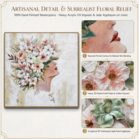 Peinture murale florale moderne et colorée au design unique sur toile avec cadre en bois pour la décoration de la maison