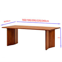 Table de salle à manger en bois massif de style Mid-Century, plateau en dalle de bois, pieds rectangulaires, bureau de conférence pour salle d'exposition