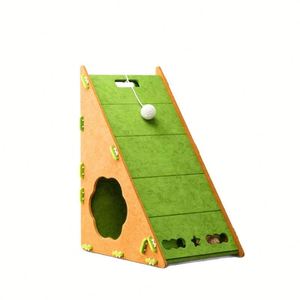 Nouvelle griffoire triangulaire en feutre pour chat, maison 3-en-1, avec jouet à balle et griffoir vertical, protection de meubles, personnalisable - Product Image 5