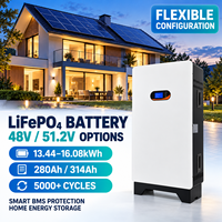 Batterie au lithium LiFePO4 sur roulettes pour usage domestique, 48V 51.2V 314Ah 15kWh 16kWh, longue garantie pour résidence