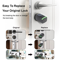 Cerradura Inteligente para Puerta con Huella Dactilar, WiFi y Código, Resistente al Agua, para Hogar, Hotel o Apartamento, Compatible con Puertas de Madera/Acero/Vidrio Europeas
