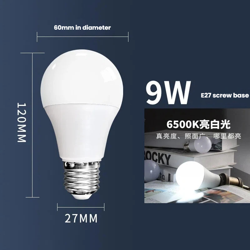 Energy-Saving High-Efficiency AC Powered PC Material LED Bulb Globe E27 Screw Base Ultra-Bright Eye Protection CRI Residential