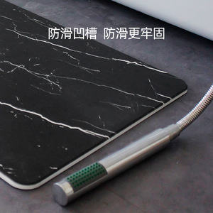 แผ่นรองอาบน้ำดินไดอะตอมเมียส์ลายหินอ่อนสีดำทรงสี่เหลี่ยมผืนผ้า ดูดซับน้ำได้ดี กันลื่น แห้งเร็ว สไตล์นอร์ดิก - Product Image 5