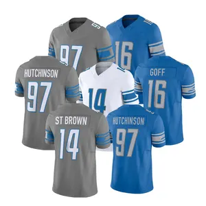 2023 New F.U.S.E. Limitada Costurado Futebol Americano Jerseys Detroit 14 St. Brown 16 Jared Goff 97 Aidan Hutchinson