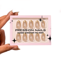 Faux ongles écologiques français, effet œil de chat, à presser, faits à la main, faux ongles de longueur moyenne, boîte vide pour faux ongles à presser