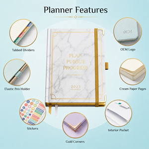 <span class=keywords><strong>Carnet</strong></span> A5 <span class=keywords><strong>personnalisé</strong></span> OEM avec estampage doré, couverture rigide, coins dorés, papier épais, agenda pour le bureau et les affaires - Product Image 2