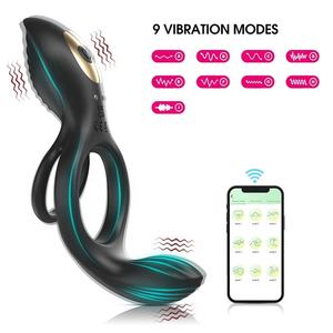 Silikon Adult Male Sexspielzeug Wifi-gesteuert 10 Frequenz Doppel hahn Ring Vibrator <span class=keywords><strong>G</strong></span>-Punkt stimulierenden Klitoris für Frauen - Product Image 4