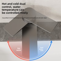 Robinet moderne minimaliste en acier inoxydable brossé à trou unique, avec valve en céramique, eau chaude/froide pour lavabo, salles de bain et meubles-lavabos.
