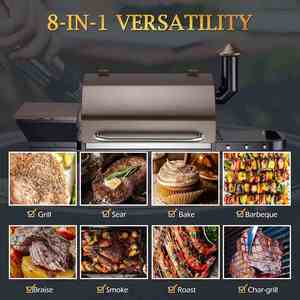 Modern Outdoor Portable Party Stainless Steel <b>BBQ</b> Smokers <b>Large</b> Wood Pellet Grill Chrome Plated Finish Touch Control Flame - Product Image 3