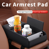 Organisateur de console de voiture multifonctionnel universel en cuir pratique avec porte-gobelet rotatif et boîte de rangement