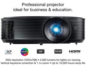 R Optoma x400lve XGA máy chiếu chuyên nghiệp <span class=keywords><strong>4000</strong></span> lumens lên đến 15,000 giờ đèn cuộc sống được xây dựng trong loa - Product Image 2