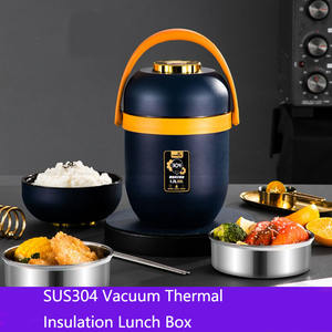 Vente flash - Boîte à lunch élégante en acier inoxydable 304SUS sans BPA, isolée sous vide, conservation de la chaleur pendant 12 heures, 2 compartiments - Product Image 3