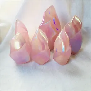 Wholesale Natural quartz flame healing Aura rose quartz Crystal Flame For Home Decoration