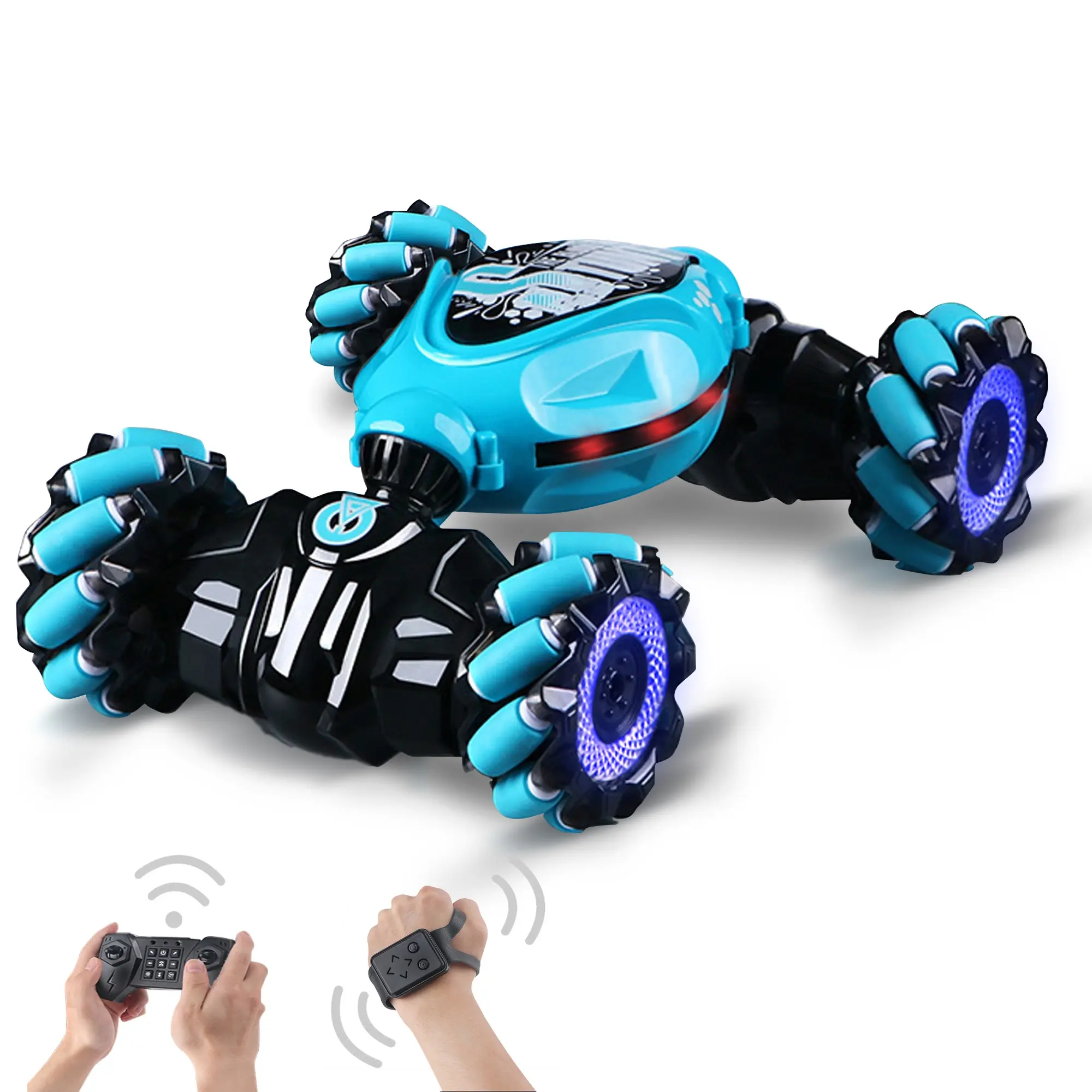 RC รถสตันท์มอร์ฟของเล่นเด็กขับสองด้าน2.4กรัมรีโมทคอนโทรลไฟฟ้ารถแข่ง4WD ดริฟท์หมุนได้360องศาของขวัญแบบโรลโอเวอร์