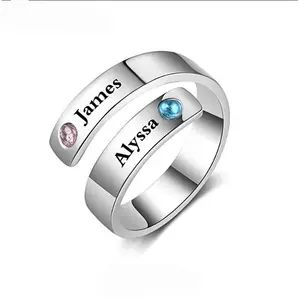 个性化男士女士戒指时尚定制名称字母字母不锈钢珠宝戒指为情人定制