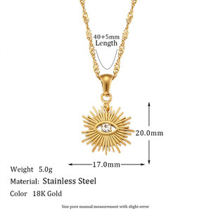 จี้แฟชั่นสแตนเลสสตีล 316L กันน้ำ ไม่หมอง ชุบทอง 14k 18k ประดับเพชรซิคอนรูปดวงตา สำหรับผู้หญิง - Product Image 6