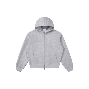 Unisex Vintage Winter Baggy Hooded Zipper Sweatshirt 540G Cotton French Terry Anti Pilling Solid Color Boxy Fit Short Length - Product Image 2