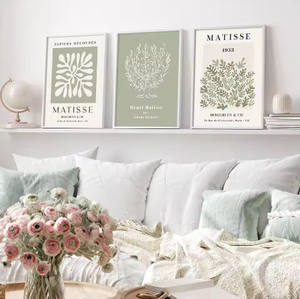 Arte Mural de Flores de Primavera en Verde Salvia Estilo Boho, Pintura en Lienzo de Plantas <span class=keywords><strong>Matisse</strong></span>, Póster Impreso para Decoración de Sala de Estar - Product Image 2