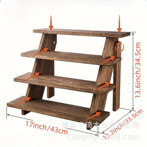 Wooden multi-tiered shelving <b>unit</b>, paulownia wood <b>display</b> rack, desktop storage, wooden tiered flower rack, organization rack - Product Image 1