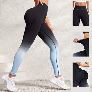 Pantalons de yoga à <span class=keywords><strong>dégradé</strong></span> fluide, fabriqués en Europe et en Amérique, tricotés, à séchage rapide et sculptants pour les hanches, pantalons de yoga sportifs - Product Image 2