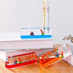 Новый акриловый держатель для ручек и пресс-папье с жидким наполнением и плавающими 3D-элементами, настольный подарок на День святого Валентина и Новый год - Product Image 4