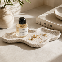 Plateau Nuage Moderne WeiVibe en Marbre Beige, Plateau de Service Fantaisie à Niveau Unique en Pierre Grise Veineuse, Décoration Maison Sûre pour les Aliments