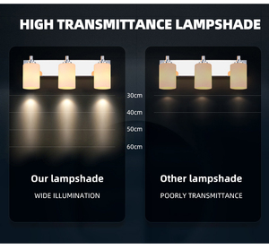 COMBO 3-<b>Light</b> LED Vanity Wall Lamp Chrome Finish Frosted Glass <b>Shades</b> 2700K Warm White <b>Bathroom</b> Lighting Surface Mounted - Product Image 3