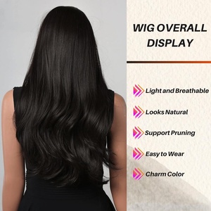 Honygebia-Peluca negra con flequillo para mujer, pelo sintético largo y liso, realista, resistente al calor, para <span class=keywords><strong>carnaval</strong></span>, fiestas temáticas de cosplay, 260g - Product Image 4