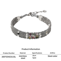 Bracelet bohème fait main en fil métallique tressé avec perles de tourmaline naturelle et perles en acier inoxydable pour femme, bijoux raffinés