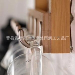 Wooden <b>Wall</b> <b>Mounted</b> <b>Shelf</b> 3 Tier Multi Functional Storage Rack With Hooks For Kitchen Spice Organizer And Utensil Holder - Product Image 4