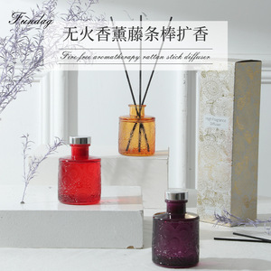 Funday Reed <b>Diffuser</b> 100ml Embossed Glass Rattan <b>Sticks</b> Fragrance Indoor Decor - Product Image 1
