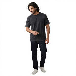 Camiseta Retro de Algodón 100% de Alta Calidad, Tejido de Punto, Lavado Ácido, Lavado Mineral, Oversize, Corte Holgado, Antiencogimiento para Hombre - Product Image 1