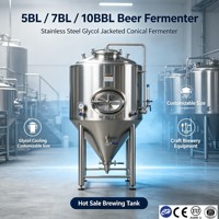 Tanque de Fermentación de Cerveza de 5BBL, 7BBL, 10BBL, Acero Inoxidable, Enfriamiento por Glicol, Fermentador para Cervecería, Certificado ASME y CE para Procesamiento de Alimentos