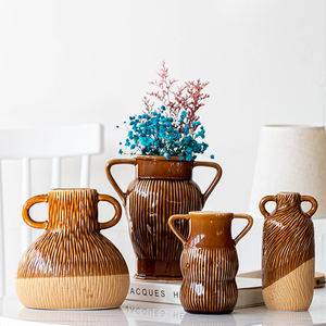 Vase <span class=keywords><strong>en</strong></span> céramique rouge <span class=keywords><strong>terre</strong></span> <span class=keywords><strong>cuite</strong></span> à double anse, couleur <span class=keywords><strong>terre</strong></span> <span class=keywords><strong>cuite</strong></span>, bouteille à fleurs - Product Image 2