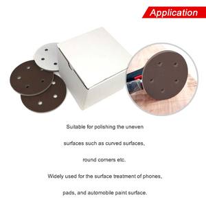 Disque de ponçage en mousse rouge de 5 pouces à 5 trous avec fixation auto-agrippante, abrasif, pour ponçage humide et sec, pour le polissage du métal et du bois - Product Image 5