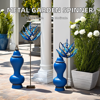 Décoration de jardin en métal double, moulin à vent cinétique, ornement, piquet, lumières solaires de jardin