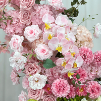 Bunga Mawar Sutra Hijau Pink Lembut Realistis Elegan Segar, Hydrangea, Lotus, Bunga Buatan untuk Lengkungan, Dekorasi Pernikahan & Rumah, Latar Belakang Sempurna