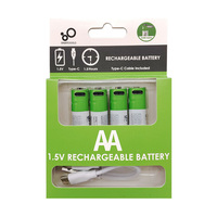 SMARTOOOLS 4 Buah Baterai Li-ion Isi Ulang AA 1.5V 2600mWh Pengisian Daya Tipe-C Paket Baterai Bersertifikasi CE/FCC 1500 Siklus