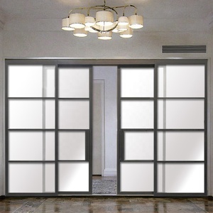 باب فرنسي حديث منزلق من الفولاذ مقاوم للرياح بزجاج مزدوج مقوى للاستخدام الداخلي/الخارجي في غرفة المعيشة والفيلا - Product Image 4